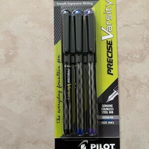 Pilot Precise Varsity Fountain Pens - Black, Blue, Purple